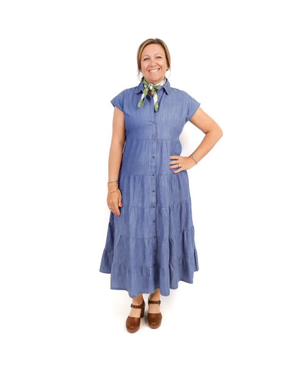 Molly Bracken Denim Midi Dress - Blue
