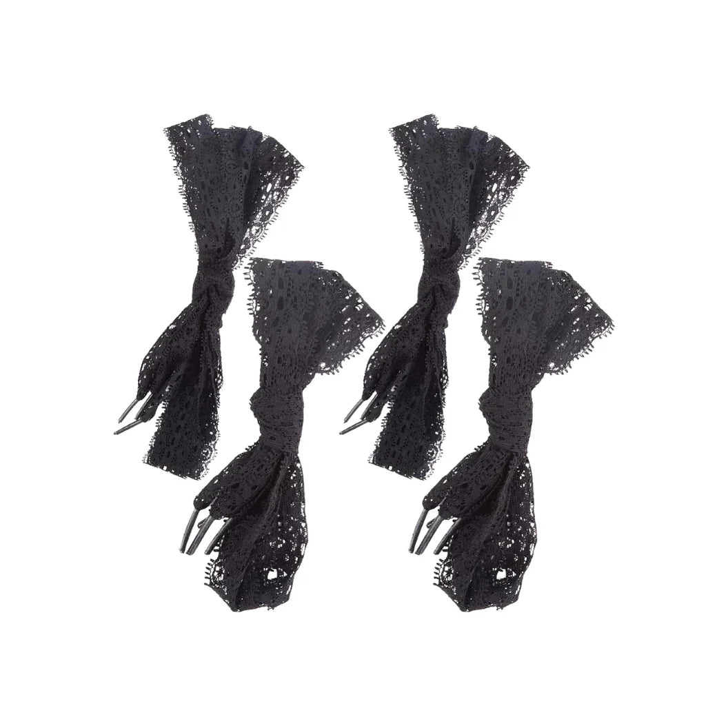 Front View of the Black Lacey Shoe Laces