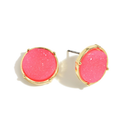 Drusy Stud Earrings in pink.