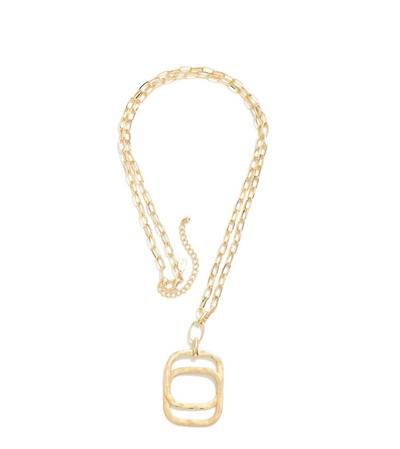 Chain Link Nesting Square Pendant Necklace