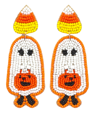 Candy Corn & Ghost Beaded Earrings