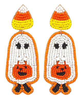 Candy Corn & Ghost Beaded Earrings
