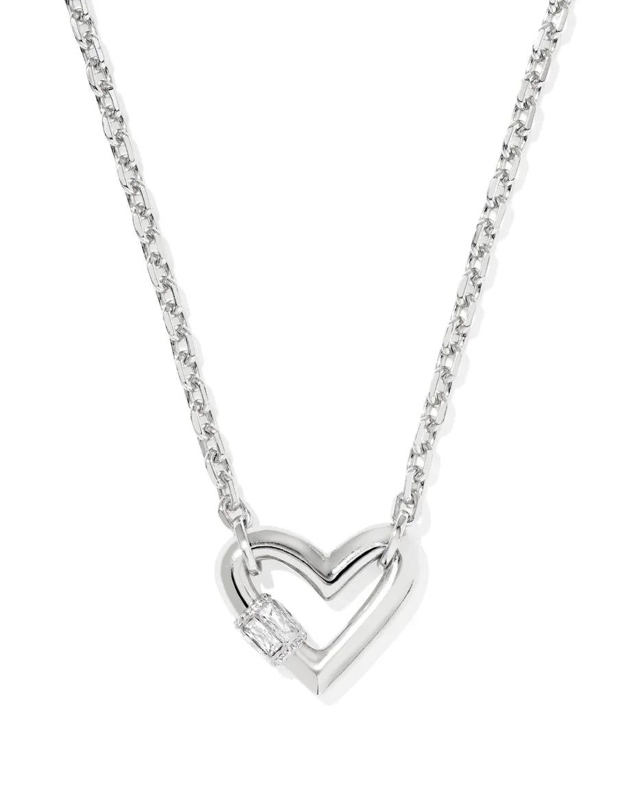Kendra Scott Emery Heart Silver White Short Pendant Necklace
