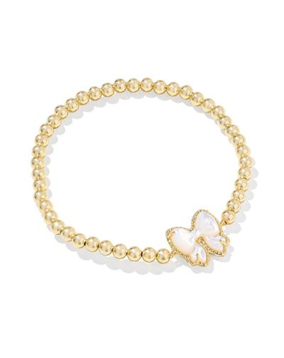 Kendra Scott Haley Bow Gold Stretch Bracelet Mother of Pearl