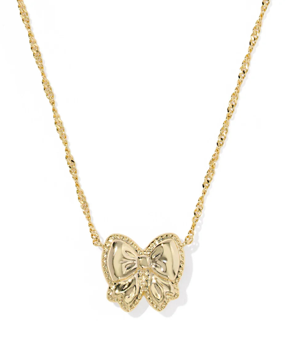 Kendra Scott Haley Bow Gold Short Pendant Necklace Rose Violet Mother of Pearl