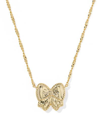 Kendra Scott Haley Bow Gold Short Pendant Necklace Scarlet Red Mother Of Pearl