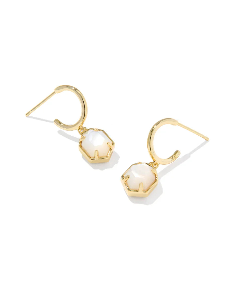 Kendra Scott Tomon Huggie Earrings in Ivory Mother Of Pearl