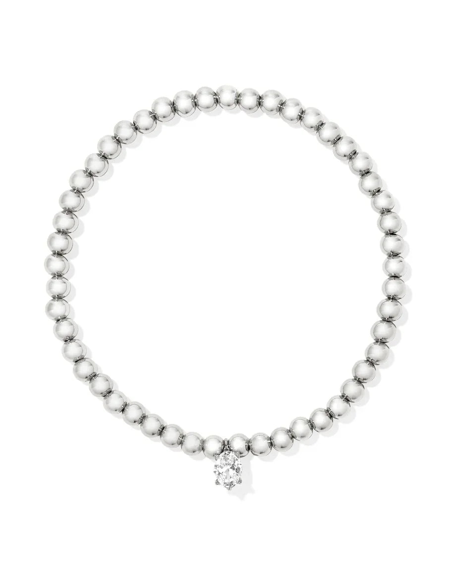 Kendra Scott Cailin Silver Stretch Bracelet White Crystal