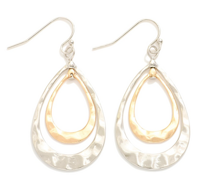 Hammered Metal Teardrop Earrings
