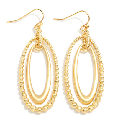Metal & Matte Oval Drop Earrings