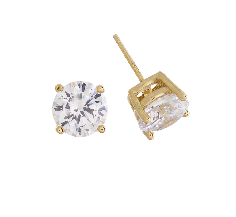 Cubic Zirconia Stud Earrings - Gold