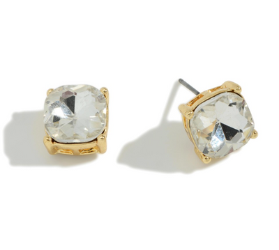 Rhinestone Stud Earrings - Crystal