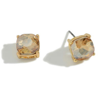 Rhinestone Stud Earrings - Champagne