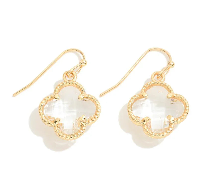 Crystal Clover Drop Earrings