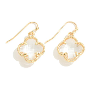 Crystal Clover Drop Earrings