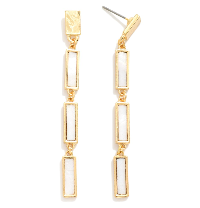 Pearlescent Rectangle Drop Earrings