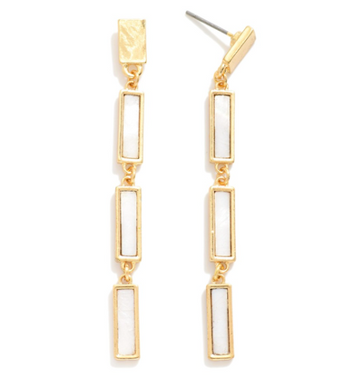 Pearlescent Rectangle Drop Earrings