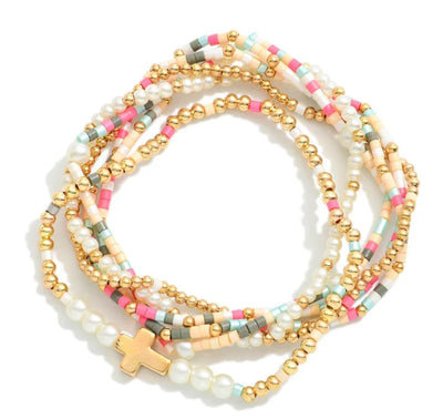 Seed & Pearl Charm Stack - Multi