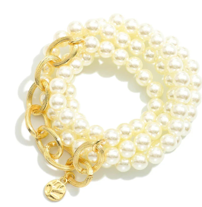 Pearl & Chain Bracelet Set