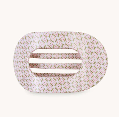 Teleties Flat Round Large Hair Clip - Pine & Pearl
