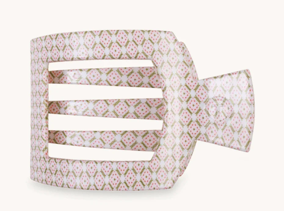 Teleties Large Flat Square Clip - Pine & Pearl