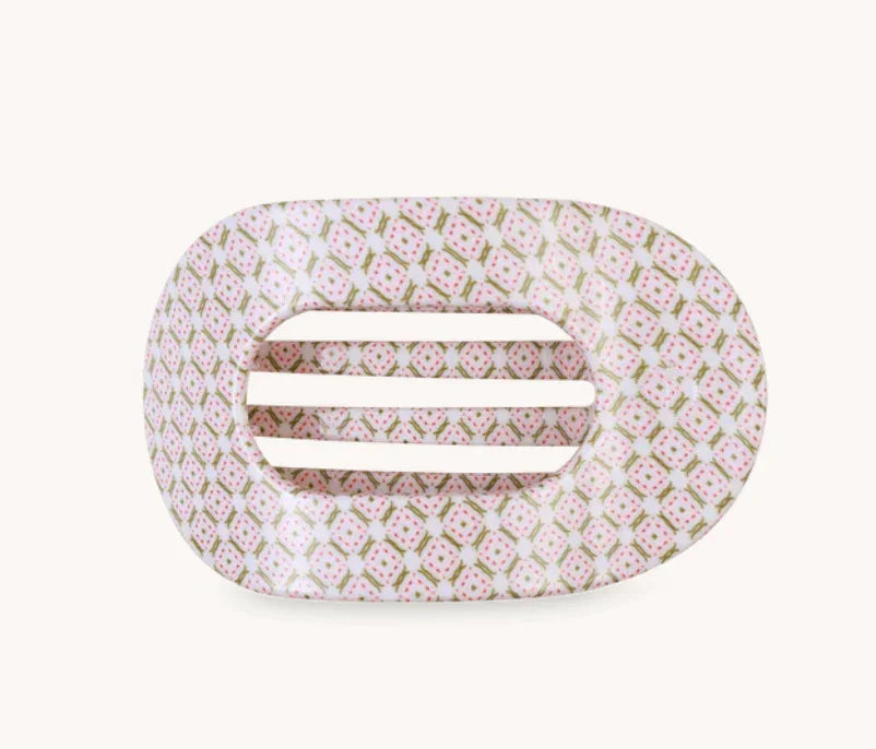 Teleties Flat Round Small Hair Clip - Laura Park Pine & Pearl