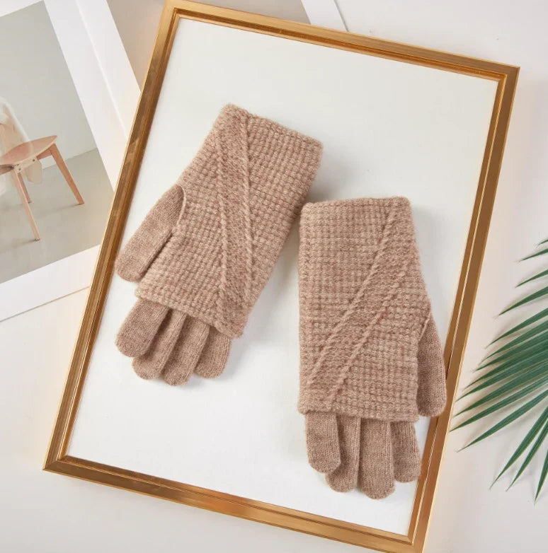 Fold Over Knit Gloves