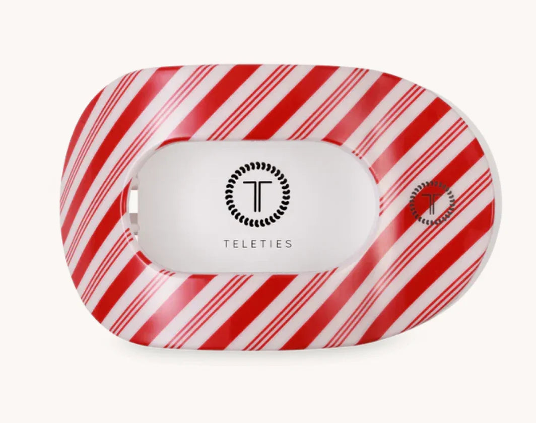Teleties Flat Round Medium Hair Clip - Candy Cane Crush