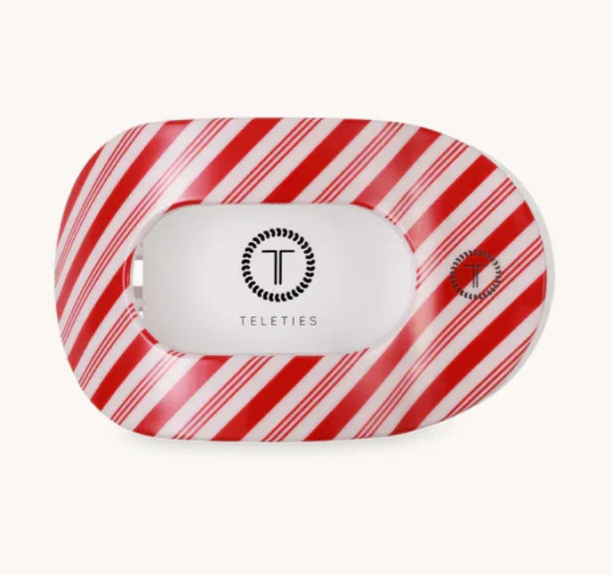 Teleties Flat Round Small Hair Clip - Candy Cane Crush