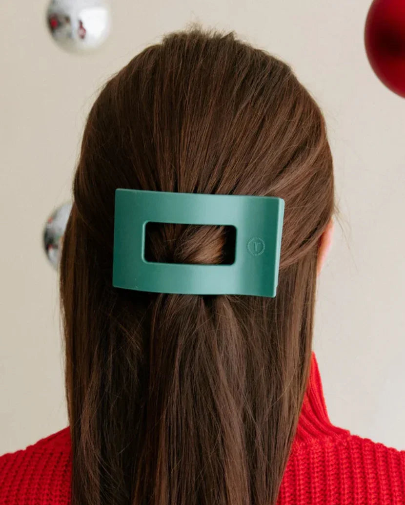 Teleties Medium Flat Rectangle Hair Clip - Fir Real
