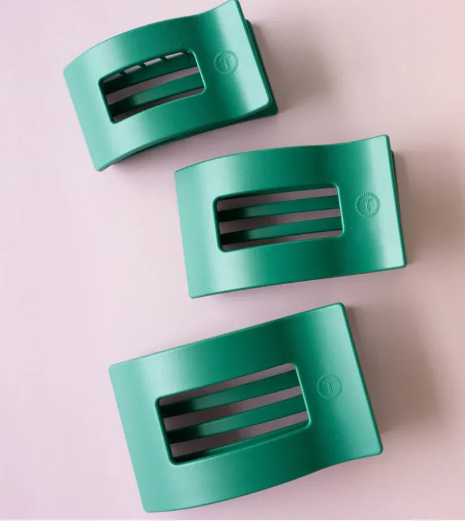 Teleties Medium Flat Rectangle Hair Clip - Fir Real