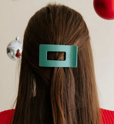 Teleties Small Flat Rectangle Clip - Fir Real