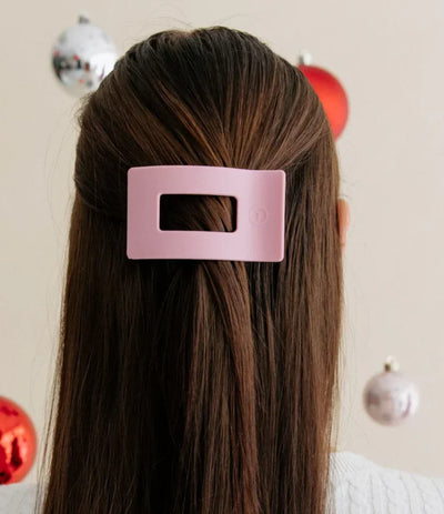 Teleties Small Flat Rectangle Clip - Merry Pinkmas