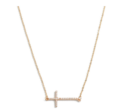 Chain Link Cubic Zirconia Cross Necklace