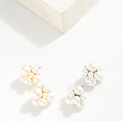 Pearl Cluster Stud Earrings