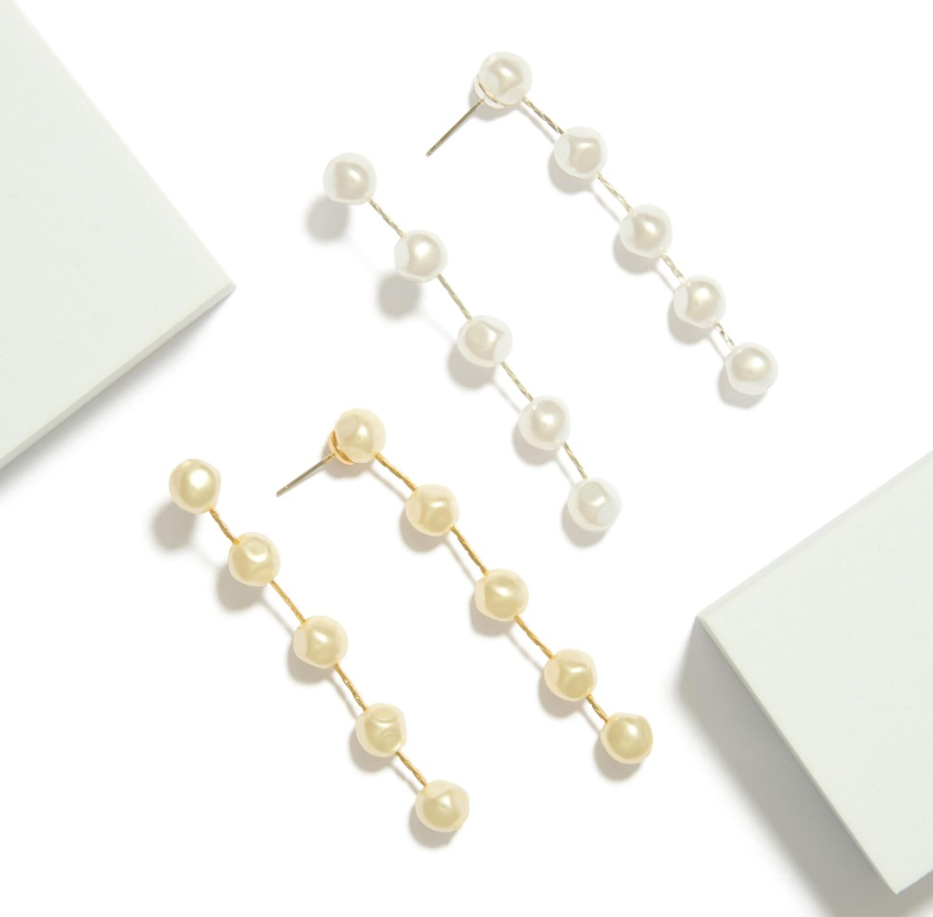 Pearl Beaded Chain Link Earrings