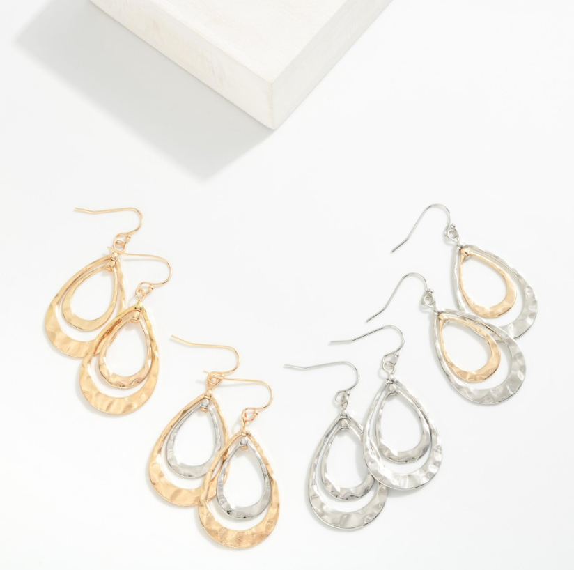 Hammered Metal Teardrop Earrings