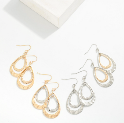 Hammered Metal Teardrop Earrings