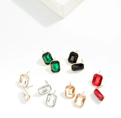 Glass Crystal Stud Earrings