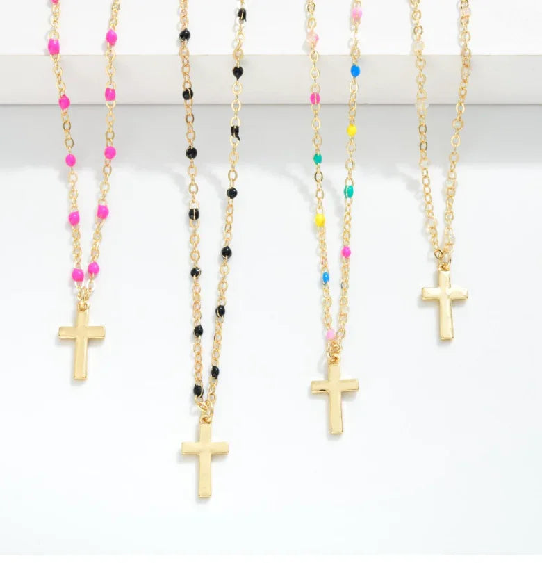Cross & Color Link Chain - Black