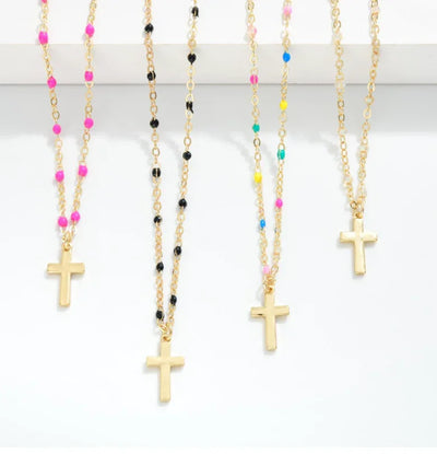 Cross & Color Link Chain - Black