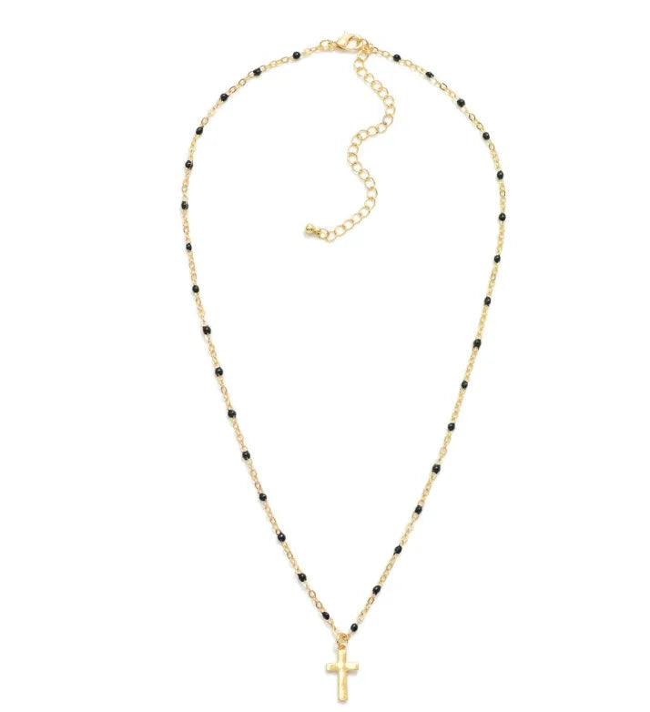 Cross & Color Link Chain - Black