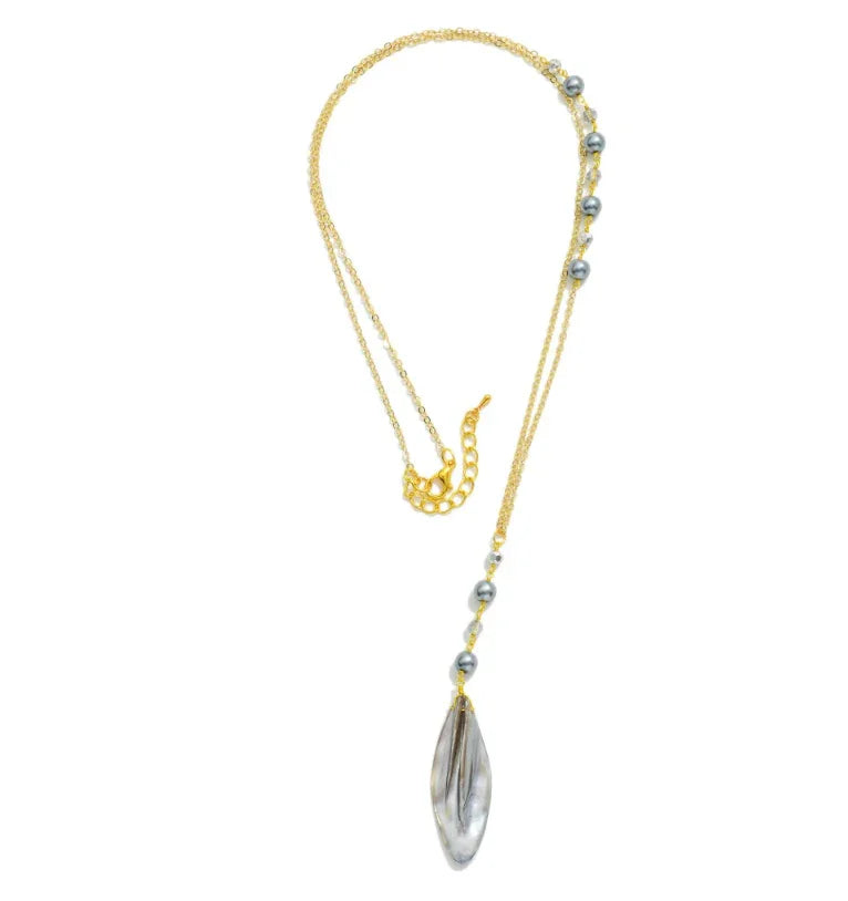 Long Shell Necklace - Gray
