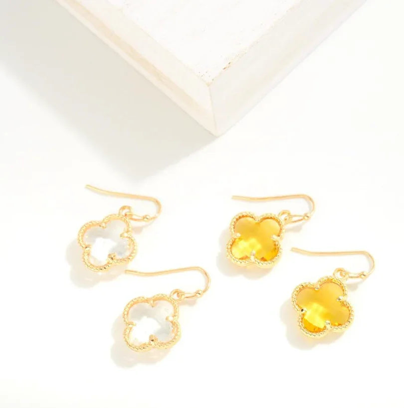 Crystal Clover Drop Earrings