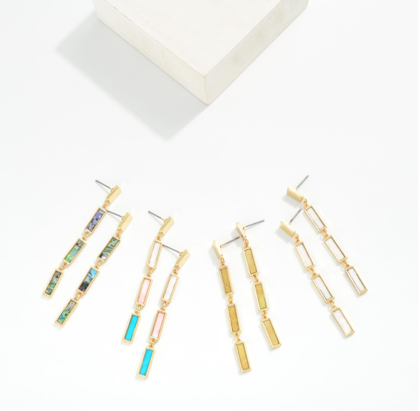 Pearlescent Rectangle Drop Earrings