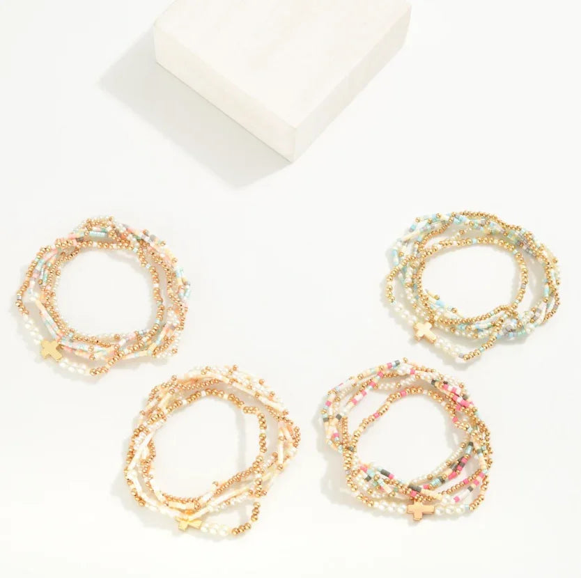 Seed & Pearl Charm Stack - Multi