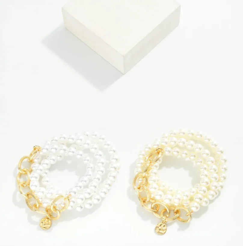 Pearl & Chain Bracelet Set