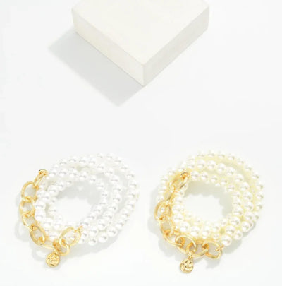 Pearl & Chain Bracelet Set