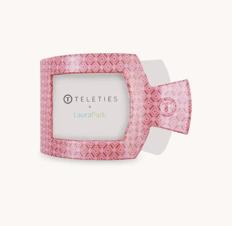 Teleties Small Flat Square Clip - Laura Park Berry Cozy