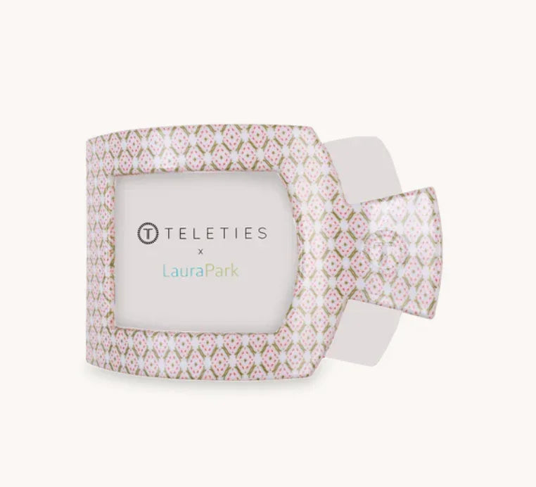 Teleties Small Flat Square Clip - Laura Park Pine & Pearl